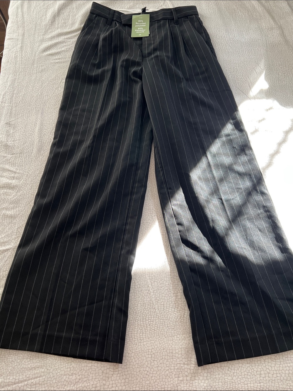H&M Wide Leg Pinstripe Pants - Black